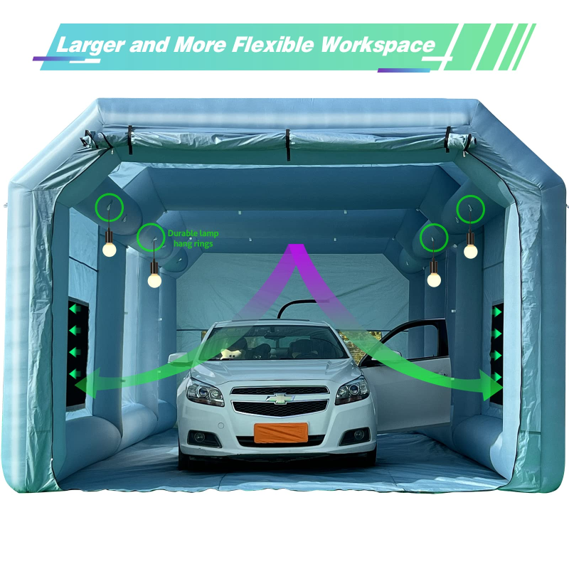 Portable Inflatable Paint Booth 30x18x12Ft with 2 Blowers(750W+1100W) Inflatable Spray Booth with Air Filter System, Blow Up Spray Booth Tent - No Tool Room