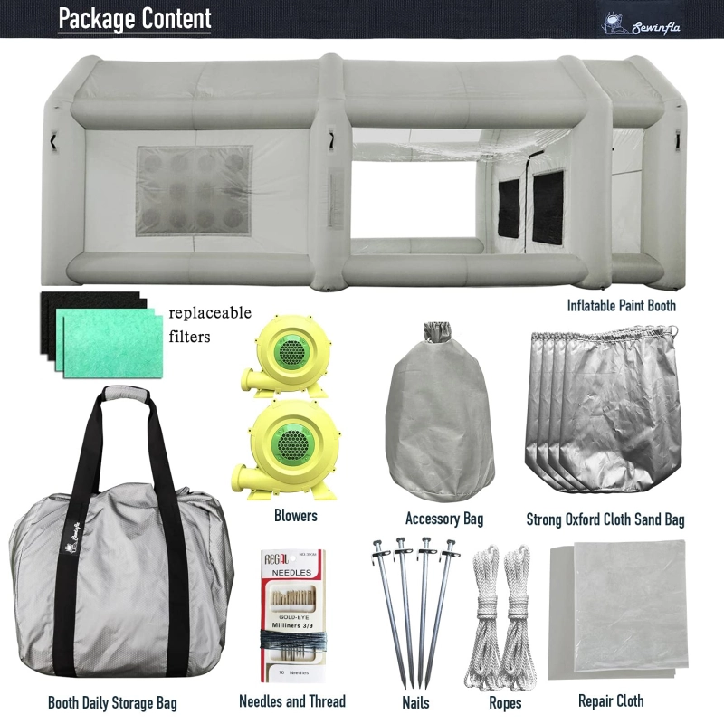 Sewinfla Professional Inflatable Paint Booth with Exhaust Fan and Air Draft Device (Upgrade 2024 Design) Inflatable Spray Booth with Air Filter System More Durable Portable Car Painting Booth Tent for Cars, Auto Parts, Furnitures Painting