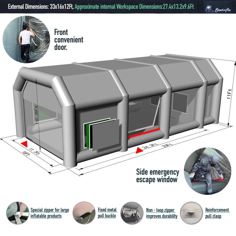 Sewinfla Professional Inflatable Paint Booth with Exhaust Fan and Air Draft Device (Upgrade 2024 Design) Inflatable Spray Booth with Air Filter System More Durable Portable Car Painting Booth Tent for Cars, Auto Parts, Furnitures Painting