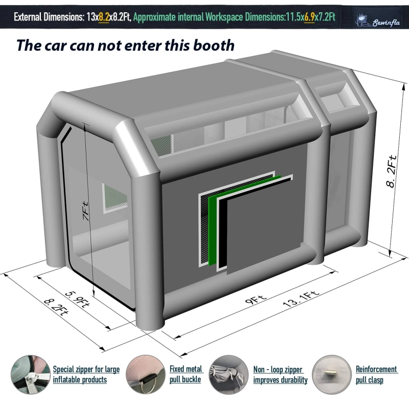 Sewinfla Professional Inflatable Paint Booth with Exhaust Fan and Air Draft Device (Upgrade 2024 Design) Inflatable Spray Booth with Air Filter System More Durable Portable Car Painting Booth Tent for Cars, Auto Parts, Furnitures Painting