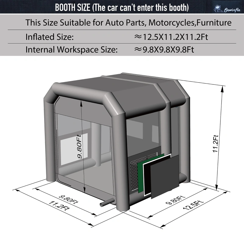 Sewinfla Professional Inflatable Paint Booth with Exhaust Fan and MINI Air Draft Device (Upgrade 2024 Design) Inflatable  Portable Spray Booth with Air Filter System for Furnitures, Auto Parts, Cars Painting