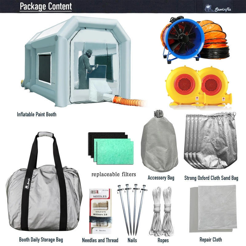 Sewinfla Professional Inflatable Paint Booth with Exhaust Fan and MINI Air Draft Device (Upgrade 2024 Design) Inflatable  Portable Spray Booth with Air Filter System for Furnitures, Auto Parts, Cars Painting