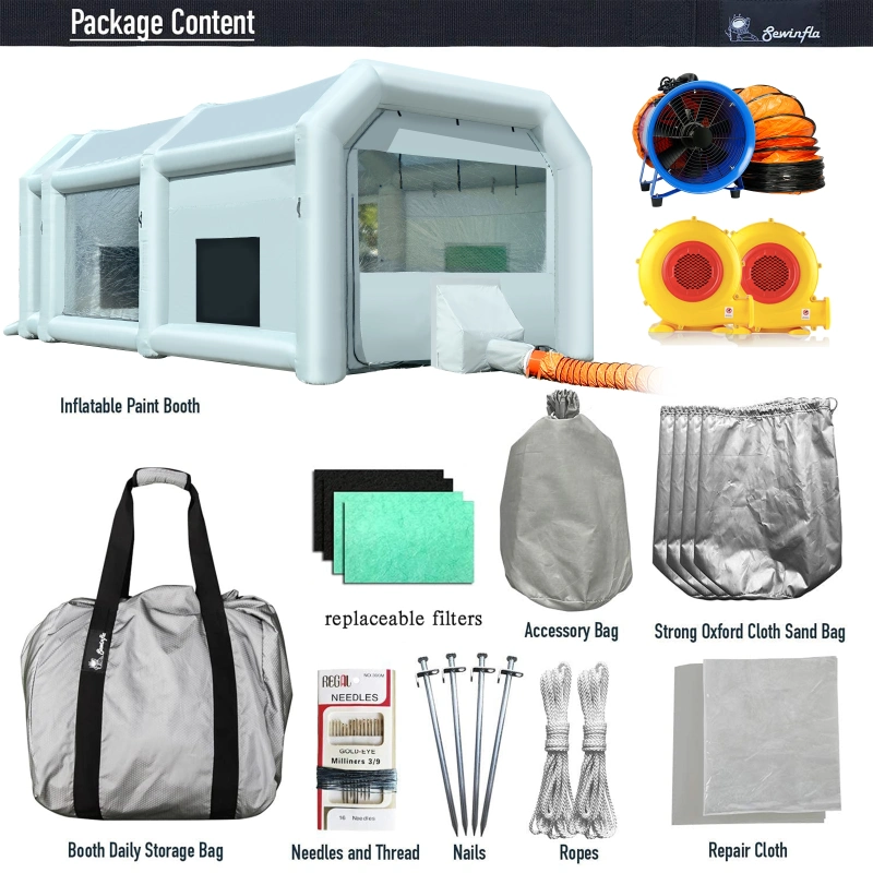 Sewinfla Professional Inflatable Paint Booth with Exhaust Fan and MINI Air Draft Device (Upgrade 2024 Design) Inflatable  Portable Spray Booth with Air Filter System for Furnitures, Auto Parts, Cars Painting