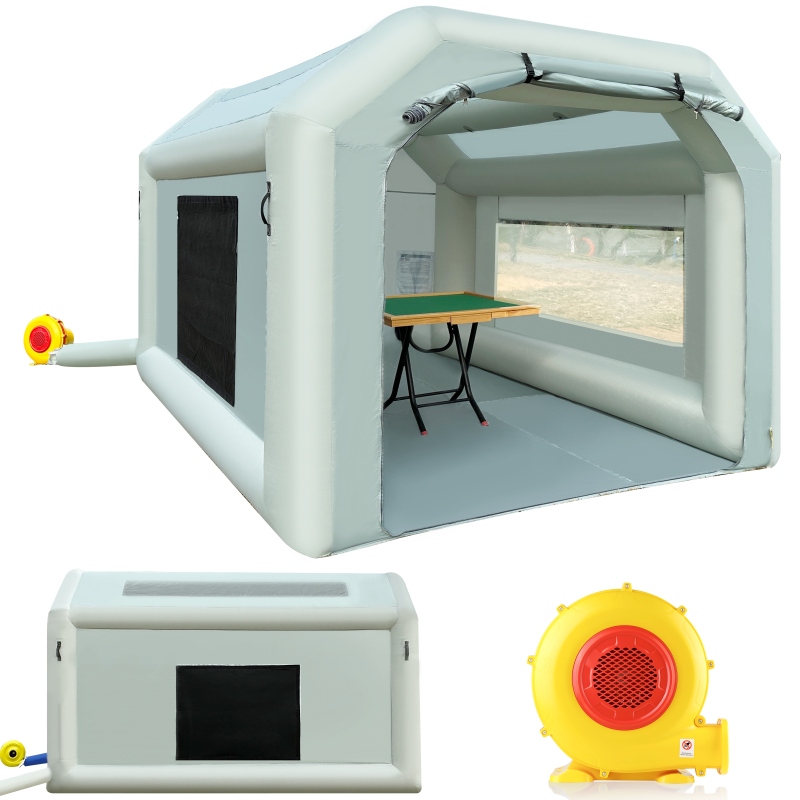 Portable Inflatable Paint Booth, 10.8x8.2x7.2Ft Inflatable Spray Booth with 550W Blower & Air Filter System Blow up Booth Painting for Parts, Motorcycles