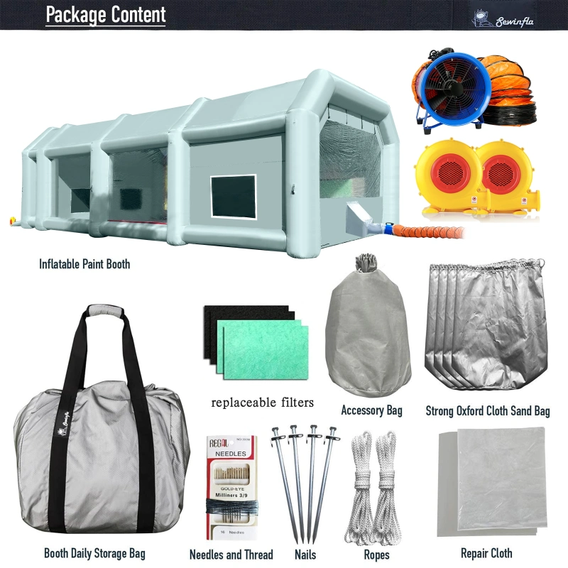 Sewinfla Inflatable Paint Booth with Exhaust Fan and MINI Air Draft Device (Upgrade 2024 Design) Inflatable Portable Paint Spray Booth with Air Filter System for Furnitures, Auto Parts, Cars Painting