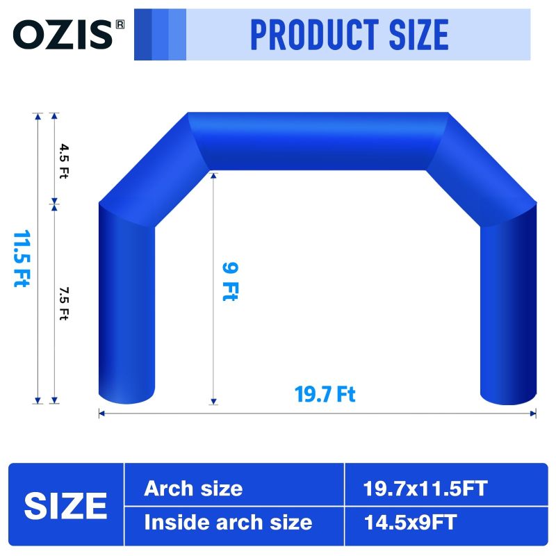 Inflatable Arch Blue 20ft, Inflatable Archway Built in Blower, Inflatable Archway for Party,5K Race,Outdoor Advertising Commerce,School Sport
