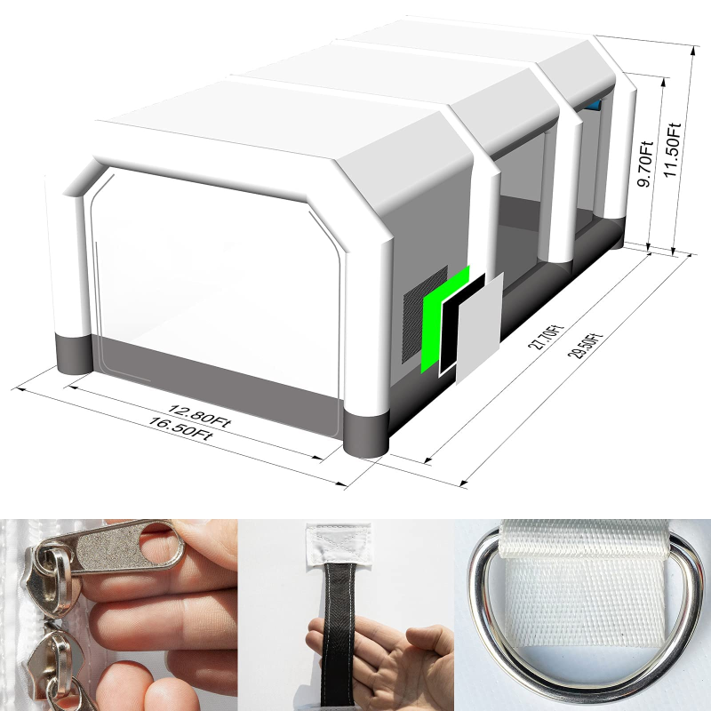 GORILLASPRO Inflatable Paint Booth 30x16x11Ft,Inflatable Spray Booth with (950W+750W) Blowers,Upgrade Air Filter System Environment Friendly,More Durable Portable Spray Painting Tent Booth