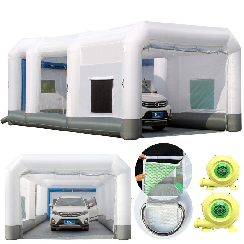 GORILLASPRO Portable Inflatable Paint Booth 26x15x10Ft,Inflatable Spray Booth with 2 Blowers (750W+950W)