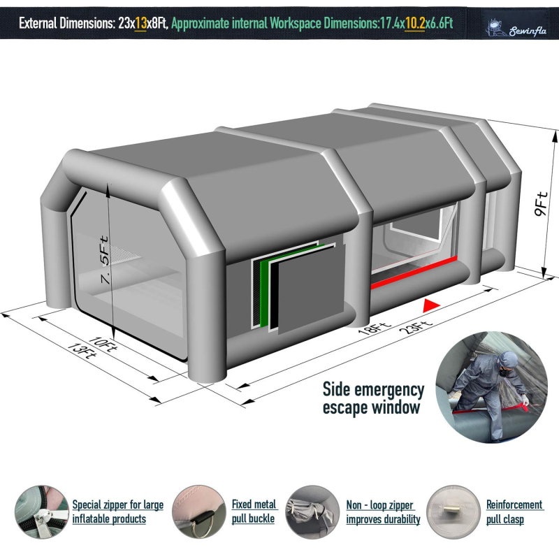 Sewinfla Professional Inflatable Paint Booth with Exhaust Fan and Air Draft Device (Upgrade 2024 Design) Inflatable Spray Booth with Air Filter System More Durable Portable Car Painting Booth Tent for Cars, Auto Parts, Furnitures Painting