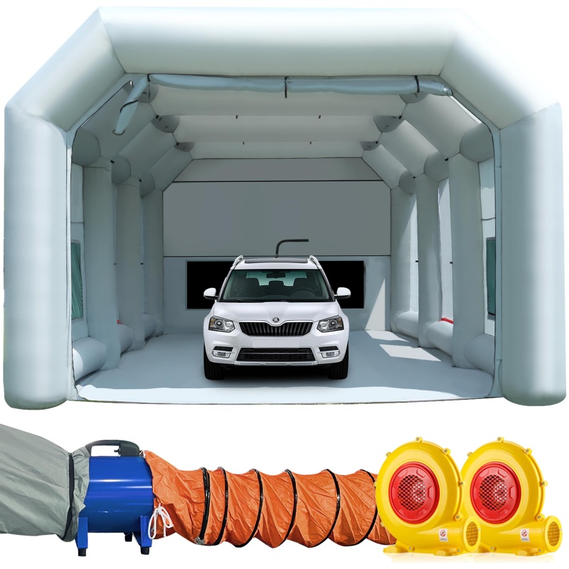 Sewinfla Inflatable Paint Booth 30x20x13Ft with Exhaust Fan and MINI Air Draft Device (Great Value Combo) -Upgrade 2024 Design Inflatable Portable Paint Spray Booth with Air Filter System for Cars