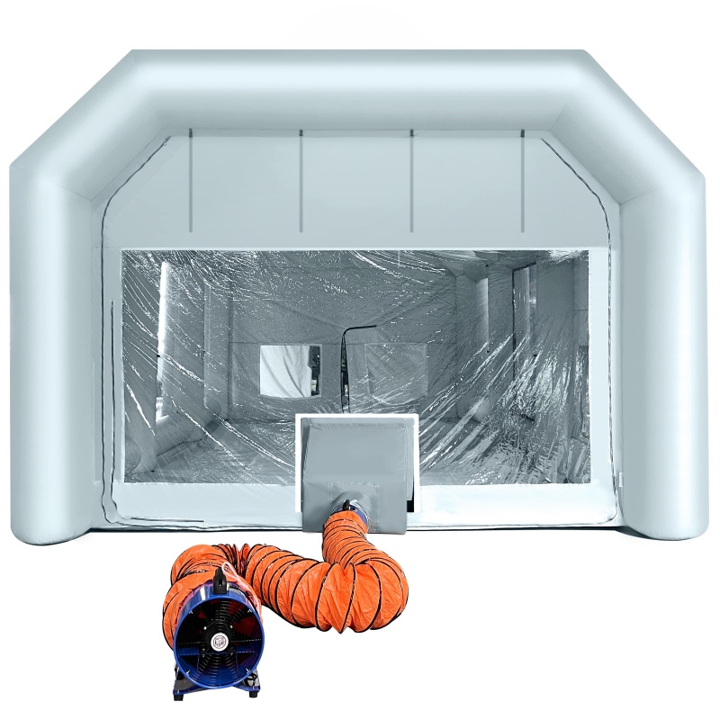 Sewinfla Inflatable Paint Booth 33x16.5x11.5Ft with Exhaust Fan and MINI Air Draft Device (Great Value Combo) -Upgrade 2024 Design Inflatable Portable Paint Spray Booth with Air Filter System for Cars