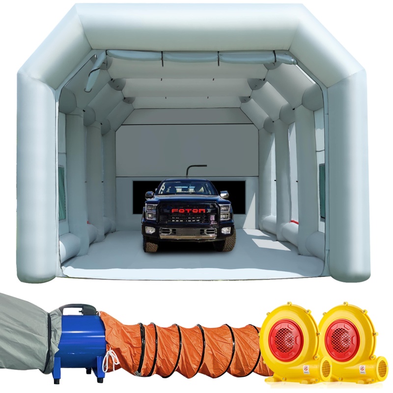 Sewinfla Inflatable Paint Booth 39x20x13Ft with Exhaust Fan and MINI Air Draft Device (Great Value Combo) -Upgrade 2024 Design Inflatable Portable Paint Spray Booth with Air Filter System for Cars