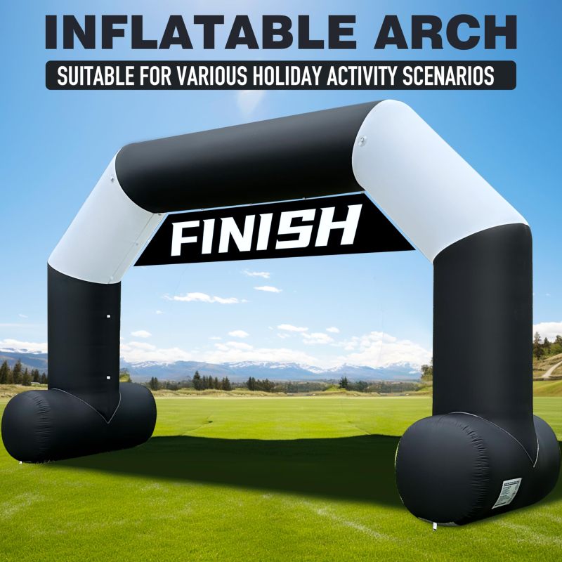 Sewinfla 20ft Inflatable Arch Black & White Style with 250W Powerful Blower | Hexagon Inflatable Archway Perfect for Start-Finish Line Events, Outdoor Racing, and Business Advertising