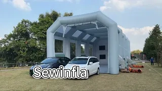 Sewinfla Professional Inflatable Paint Booth 56X25X20Ft/17X7.6X6m Environmentally-Friendly Air Filter System Portable Paint Booth More Durable Inflatable Spray Booth with Powerful Blowers