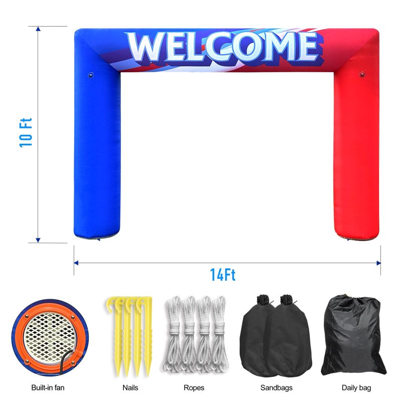 Inflatable Welcome Arch 14x10Ft Inflatables Outdoor Decoration Inflatable Archway with Blower for Commercial，Shopping Mall,Store