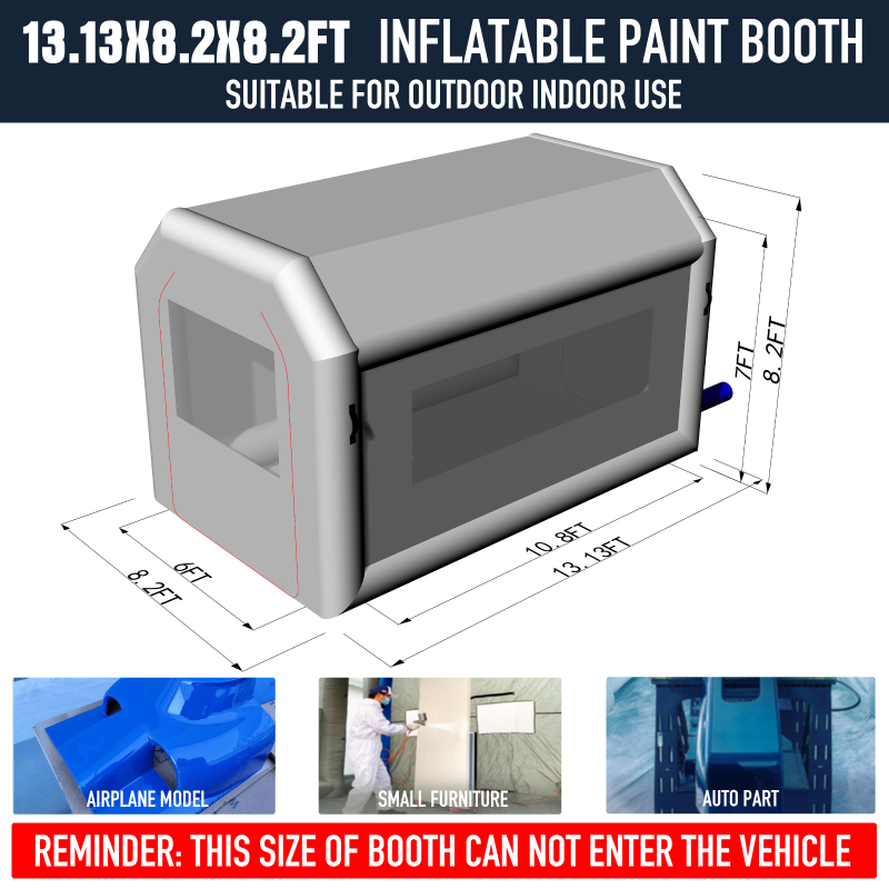 Portable Inflatable Paint Booth, 13x8.2x8.2Ft Inflatable Spray Booth with 550W Blower & Air Filter System Blow up Booth Painting for Parts, Motorcycles