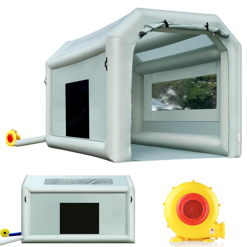 Portable Inflatable Paint Booth, 13x8.2x8.2Ft Inflatable Spray Booth with 550W Blower & Air Filter System Blow up Booth Painting for Parts, Motorcycles