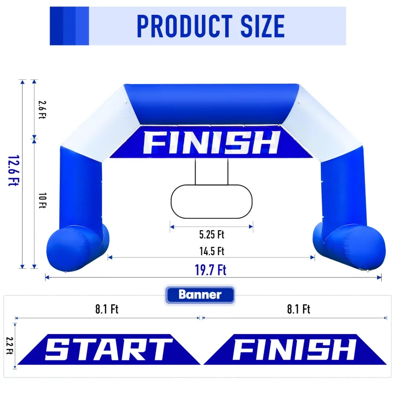 20ft Inflatable Arch Black & White Style with 250W Powerful Blower | Hexagon Inflatable Archway Perfect for Start-Finish Line Events, Outdoor Racing, and Business Advertising