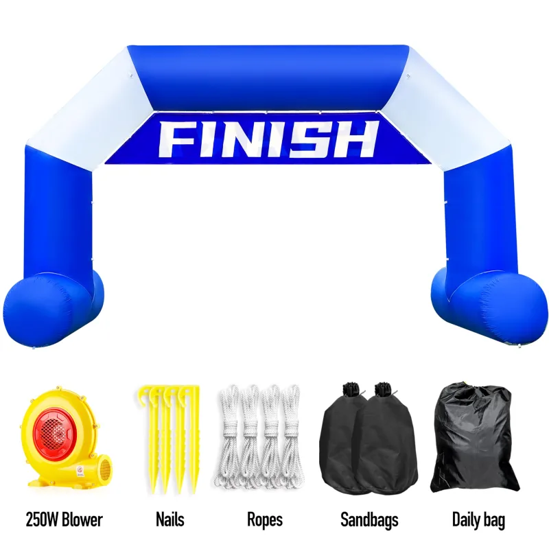 20ft Inflatable Arch Black & White Style with 250W Powerful Blower | Hexagon Inflatable Archway Perfect for Start-Finish Line Events, Outdoor Racing, and Business Advertising