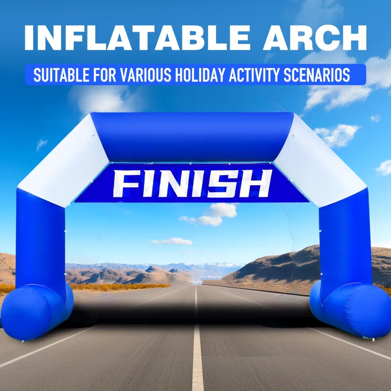 20ft Inflatable Arch Black & White Style with 250W Powerful Blower | Hexagon Inflatable Archway Perfect for Start-Finish Line Events, Outdoor Racing, and Business Advertising