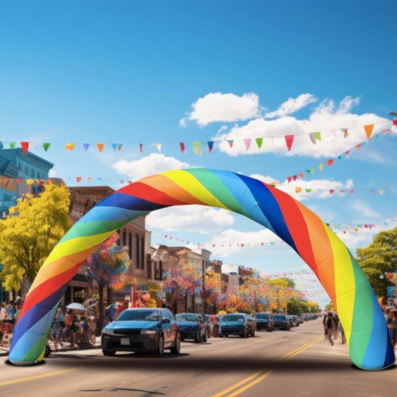 [Lowest price in 90 days] Inflatable Arch - 26Ft Inflatable Rainbow Arch with Built in 150W Blower for Birthdays, Parties, and Garden Decor | Inflatable Archway for Outdoor Events and Commerce Advertising