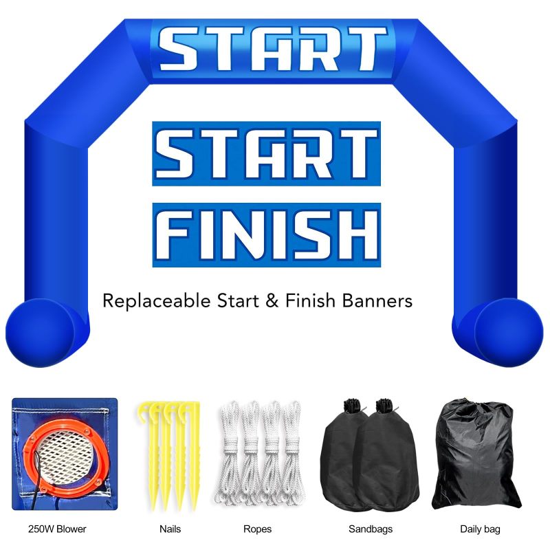 26Ft Inflatable Arch with Start Finish Line Banners and Powerful Blower, Hexagon Inflatable Archway for Run Race Marathon Outdoor Advertising Commerce