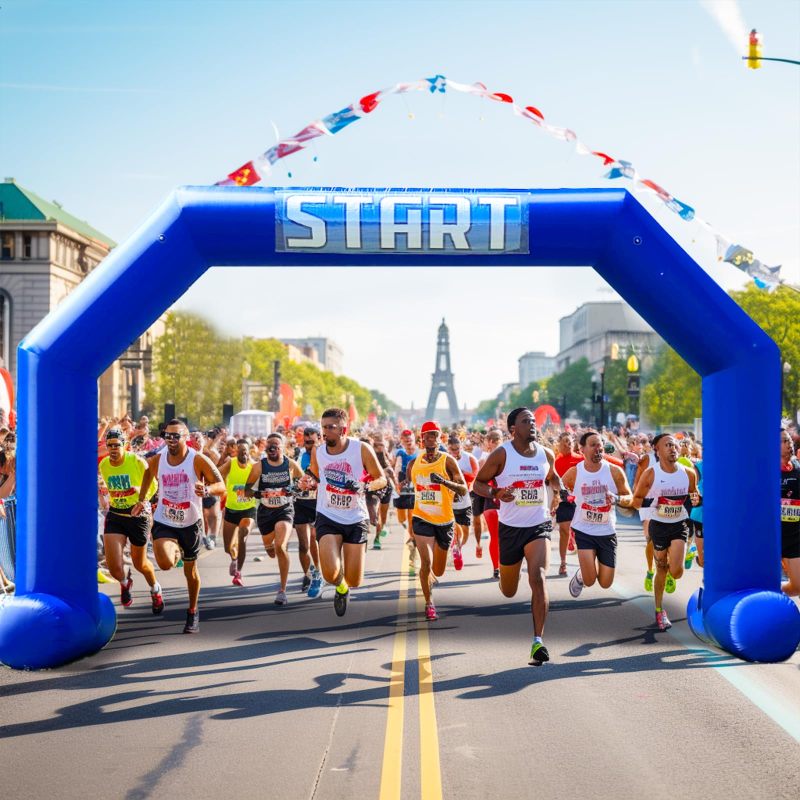 26Ft Inflatable Arch with Start Finish Line Banners and Powerful Blower, Hexagon Inflatable Archway for Run Race Marathon Outdoor Advertising Commerce