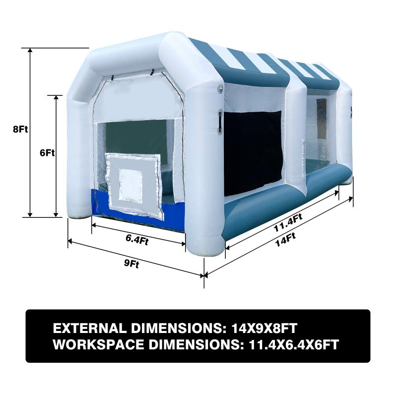 Hail Dent Repair Booth 14x10x9Ft with 2 Blowers Portable Inflatable Paint Booth for Paintless Dent Repair,  Painting