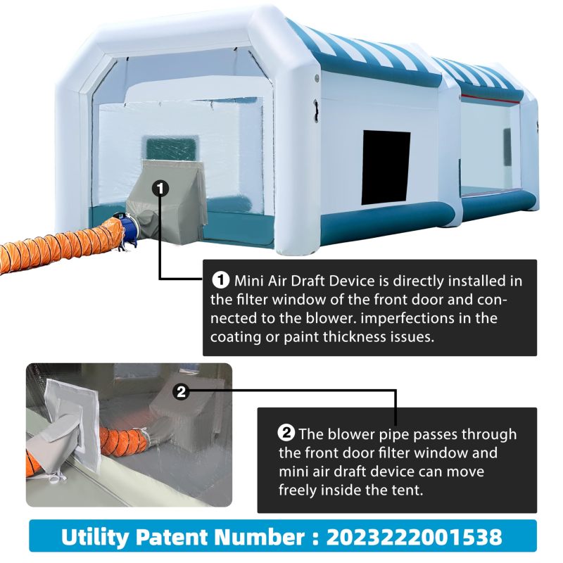 Hail Dent Repair Booth with UL Blowers Portable Inflatable Paint Booth for Paintless Dent Repair, Painting