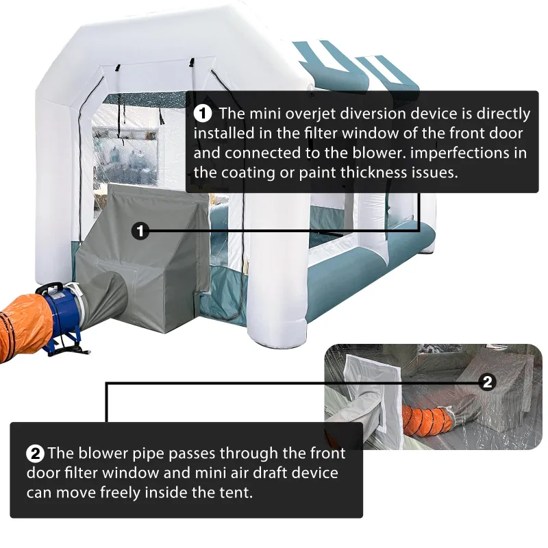 Hail Dent Repair Booth 14x10x9Ft with 2 Blowers Portable Inflatable Paint Booth for Paintless Dent Repair,  Painting