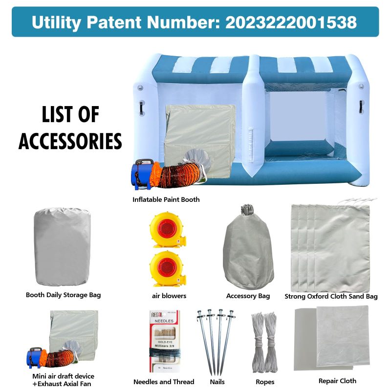 Hail Dent Repair Booth 14x10x9Ft with 2 Blowers Portable Inflatable Paint Booth for Paintless Dent Repair,  Painting