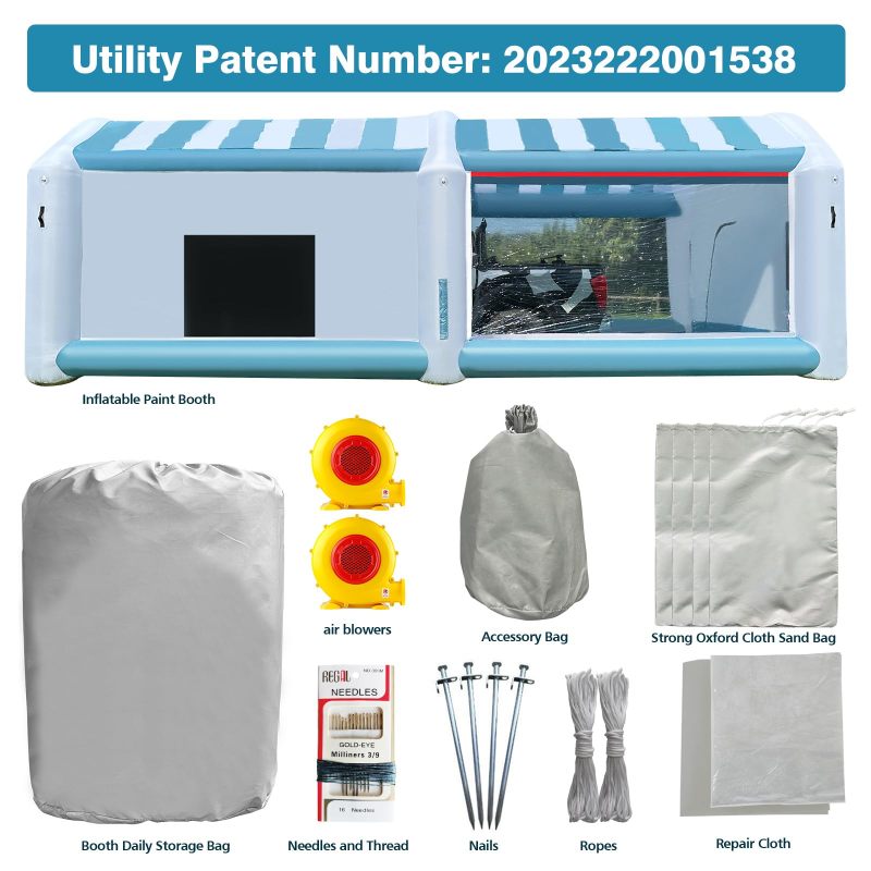 Hail Dent Repair Booth with UL Blowers Portable Inflatable Paint Booth for Paintless Dent Repair, Painting