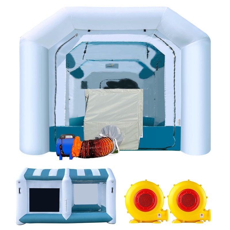 Hail Dent Repair Booth 14x10x9Ft with 2 Blowers Portable Inflatable Paint Booth for Paintless Dent Repair,  Painting