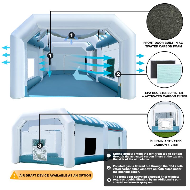 Hail Dent Repair Booth with UL Blowers Portable Inflatable Paint Booth for Paintless Dent Repair, Painting