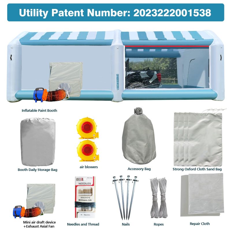 Hail Dent Repair Booth with UL Blowers Portable Inflatable Paint Booth for Paintless Dent Repair, Painting