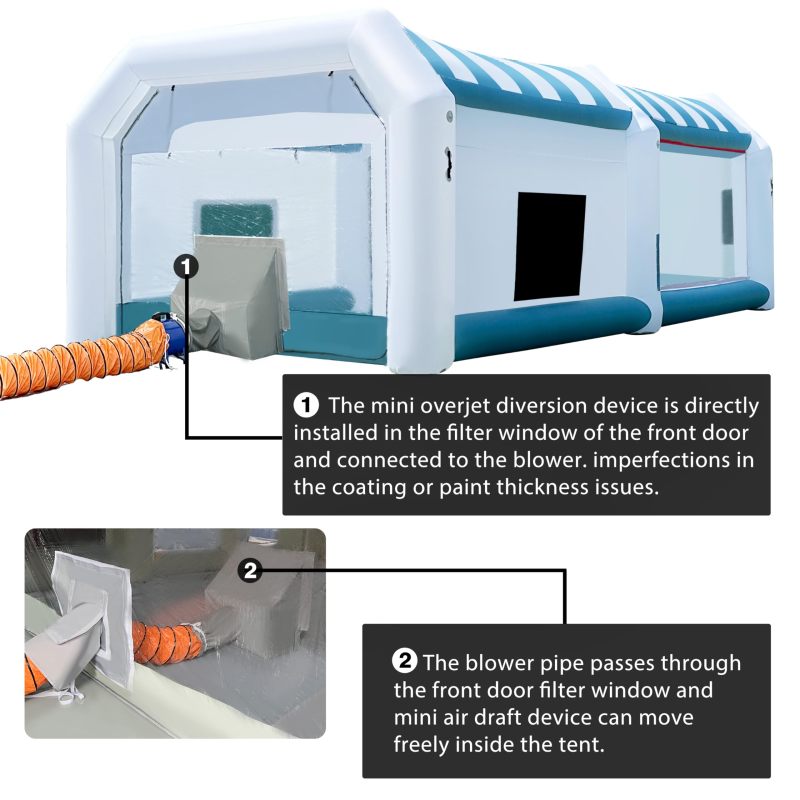 Hail Dent Repair Booth with UL Blowers Portable Inflatable Paint Booth for Paintless Dent Repair, Painting