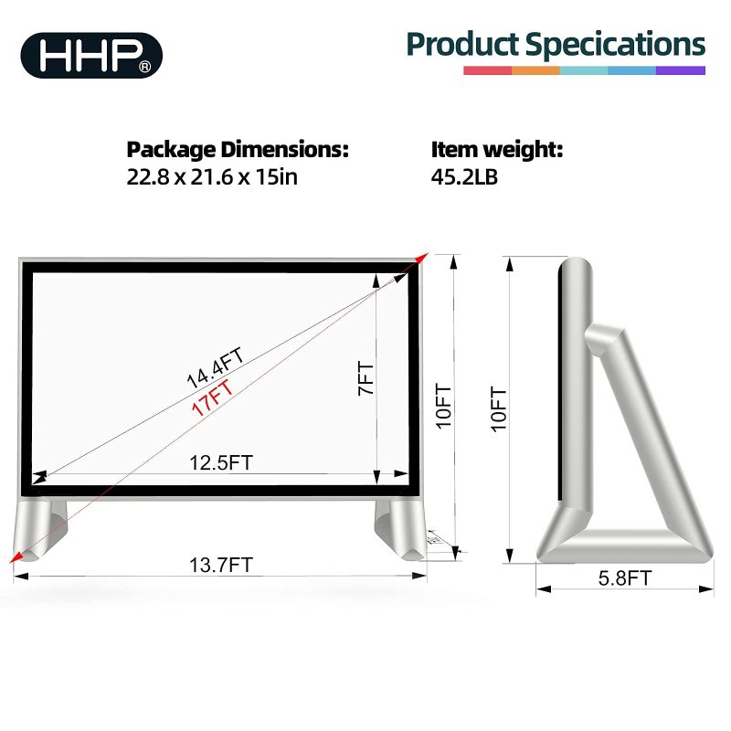 Sewinfla Upgraded Airtight Inflatable Movie Projector Screen - Outdoor Movie Screen - No Need to Keep Inflating