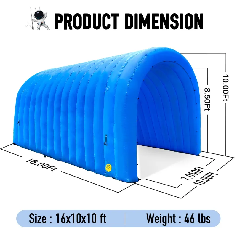 Blue Inflatable Tunnel 16x10x10Ft Sports Tunnel Entrance with Installed Blower Inflatable Tunnel Tent for Business Advertising Event Exhibition Promotion,Street,Shop,Supermarket,School