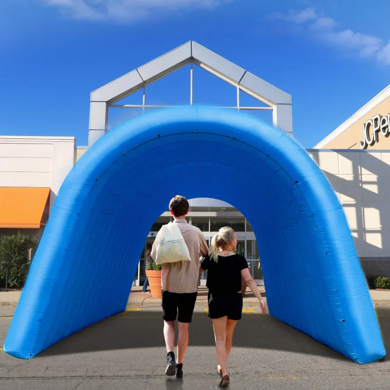 Blue Inflatable Tunnel 16x10x10Ft Sports Tunnel Entrance with Installed Blower Inflatable Tunnel Tent for Business Advertising Event Exhibition Promotion,Street,Shop,Supermarket,School