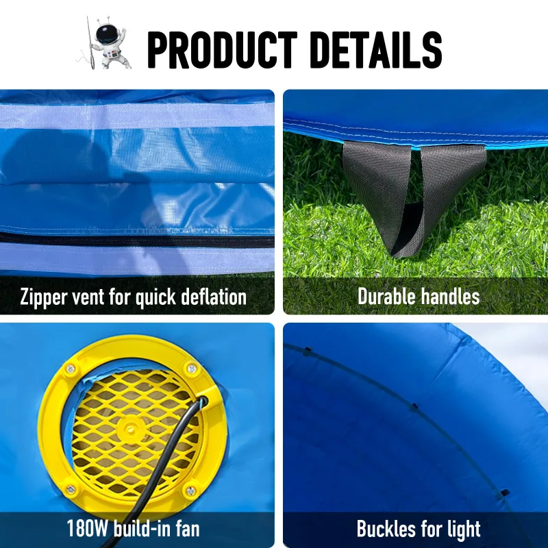 Blue Inflatable Tunnel 16x10x10Ft Sports Tunnel Entrance with Installed Blower Inflatable Tunnel Tent for Business Advertising Event Exhibition Promotion,Street,Shop,Supermarket,School