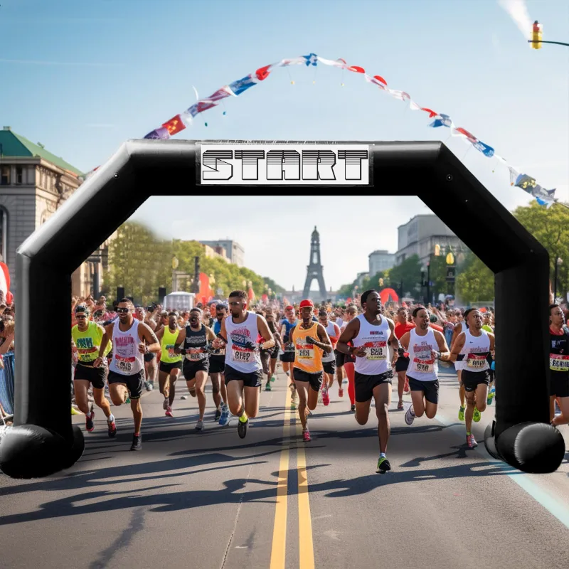 26Ft Inflatable Arch with Start Finish Line Banners and Powerful Blower, Hexagon Inflatable Archway for Run Race Marathon Outdoor Advertising Commerce