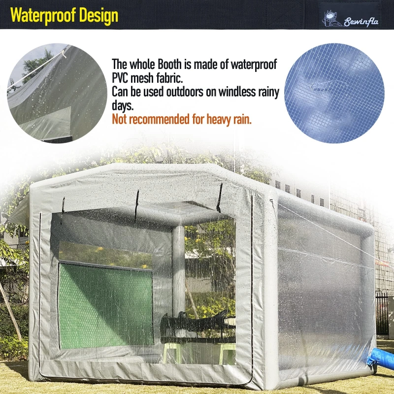 New Version Sewinfla Airtight Waterproof Paint Booth Durable Portable Paint Booth Perfect Solution for Overspray Problem (with 950w blowers x2)
