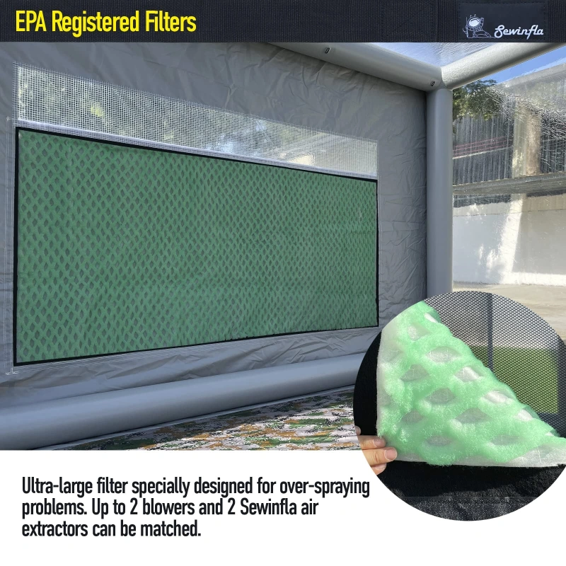 Blower Excluded - Sewinfla Airtight Waterproof Paint Booth 13x11.5x10ft for Ventilation Durable Portable Paint Booth Perfect Solution for Overspray Problem