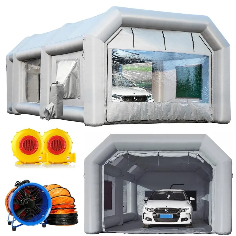 Sewinfla Inflatable Paint Booth 26x15x10Ft with Exhaust Fan and Air Draft Device (Great Value Combo) -Upgrade 2024 Design Inflatable Portable Paint Spray Booth with Air Filter System for Cars