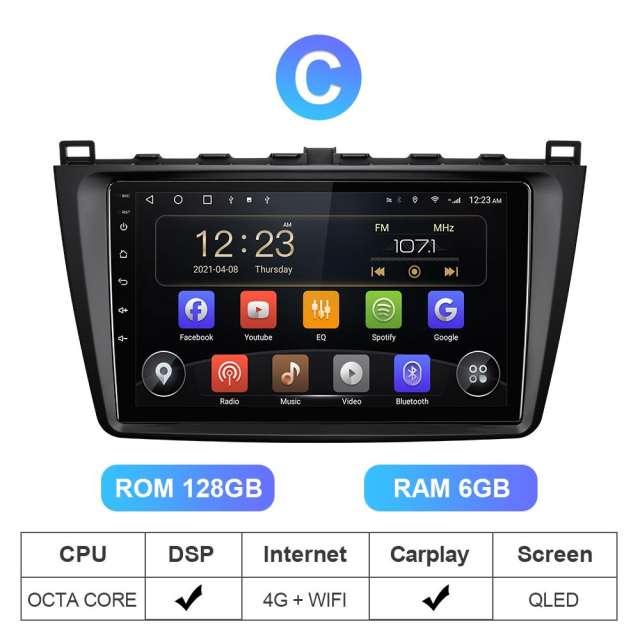 8 Core RAM 6G 4G No 2din Auto radio For Mazda 6 2 3 GH 2007-2012