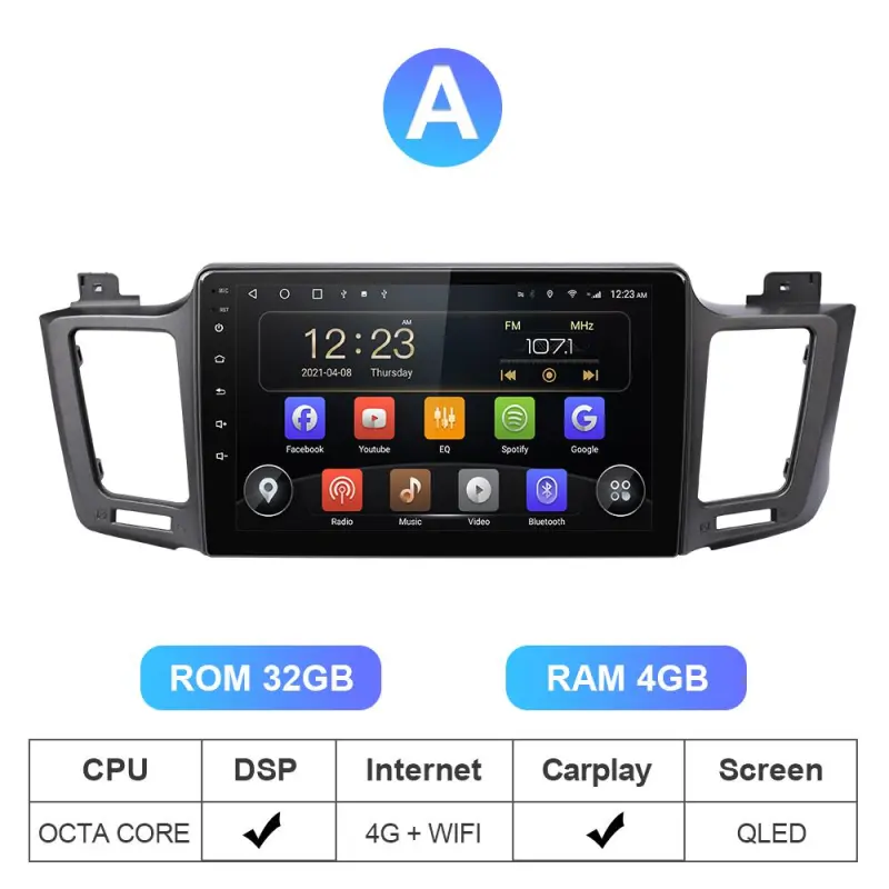 8 core Auto stereo Voice control 128G For Toyota RAV4 4 XA40 5 XA50 2012-2018