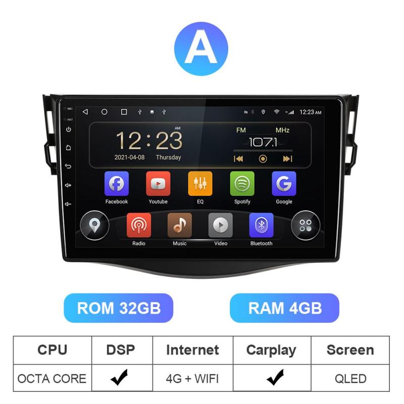 T72 GPS Android 10 Carmate Auto radio camera For Toyota RAV4 2007-2012