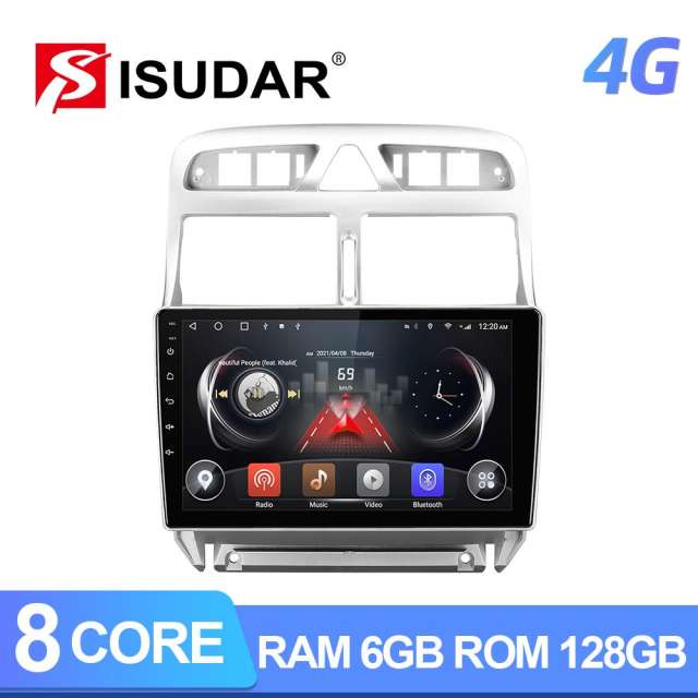 ISUDAR T72 4G Net Android 10 Car Radio For Peugeot 307 2002-2008 2009-2013
