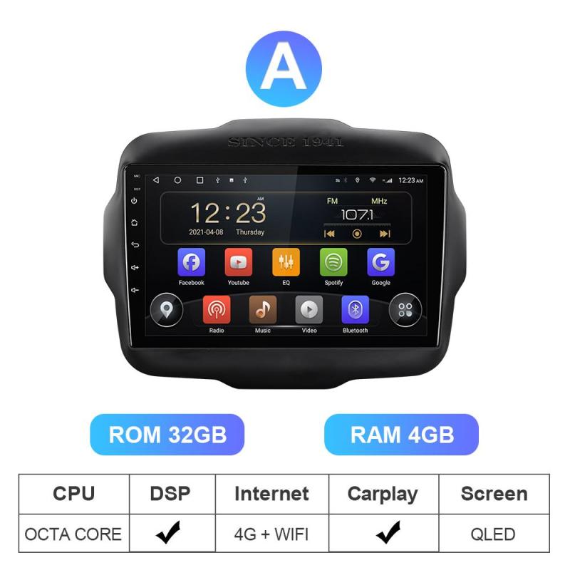 RAM 6G ROM 128G Auto radio For Jeep Renegade 2014 2015 2016 2017 2018