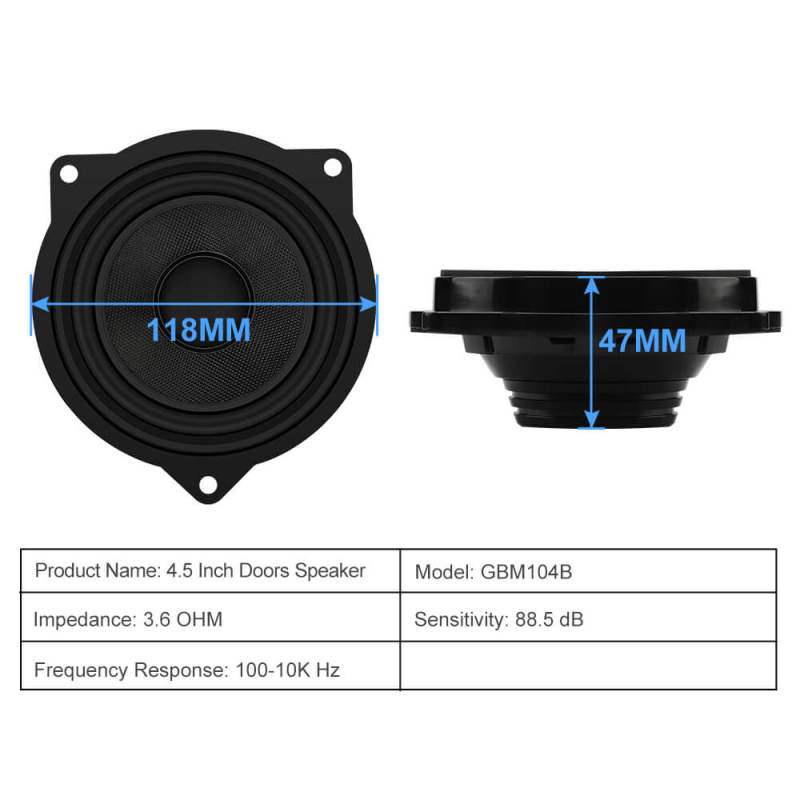 ISUDAR 4.5 Inch Doors Speaker For BMW E60 E70 E81 E90 F10 F20 F30 Series NdFeB Built-in Magnet Stereo System